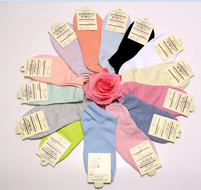 Solid Color Boat Socks