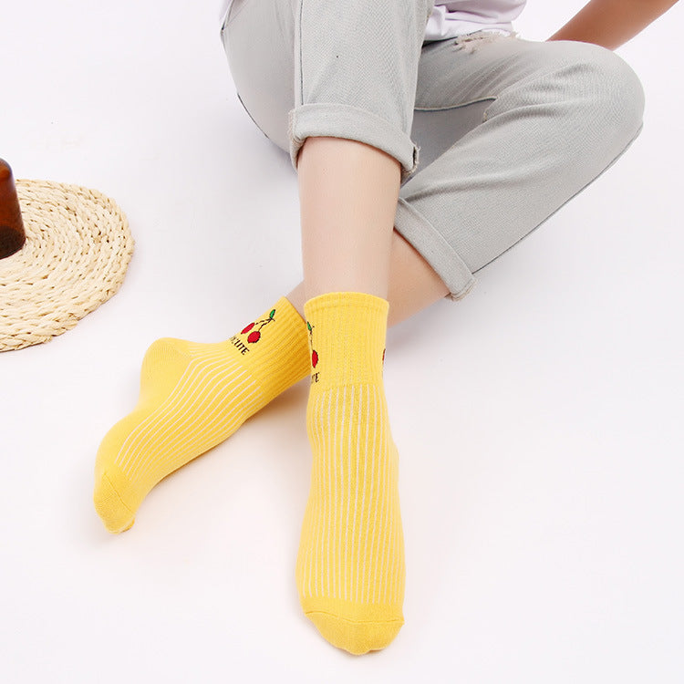 Harajuku Strawberry Print Socks
